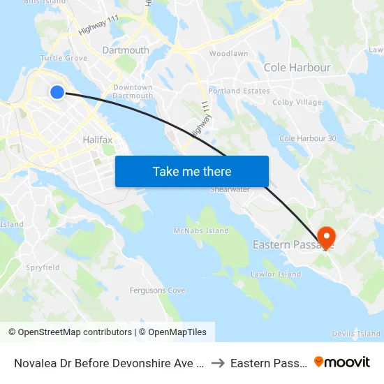 Novalea Dr Before Devonshire Ave (7369) to Eastern Passage map