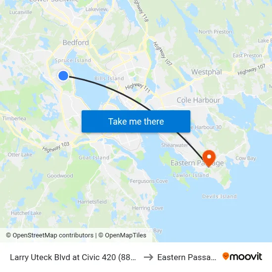 Larry Uteck Blvd at Civic 420 (8880) to Eastern Passage map