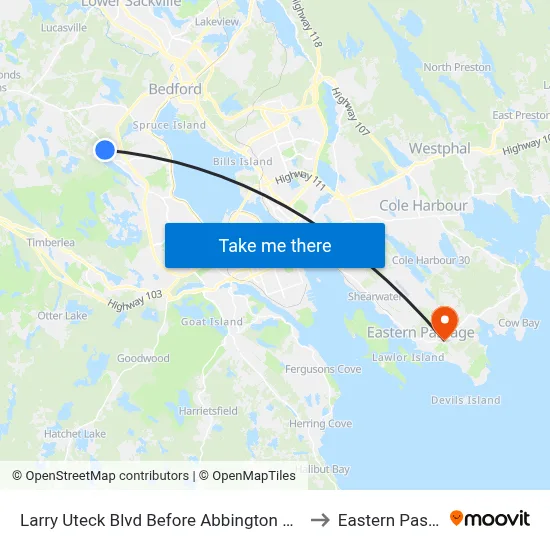 Larry Uteck Blvd Before Abbington Ave (7022) to Eastern Passage map