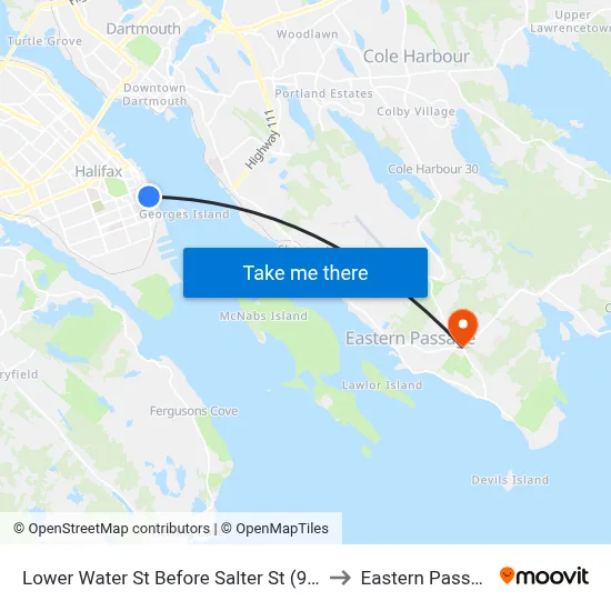 Lower Water St Before Salter St (9006) to Eastern Passage map