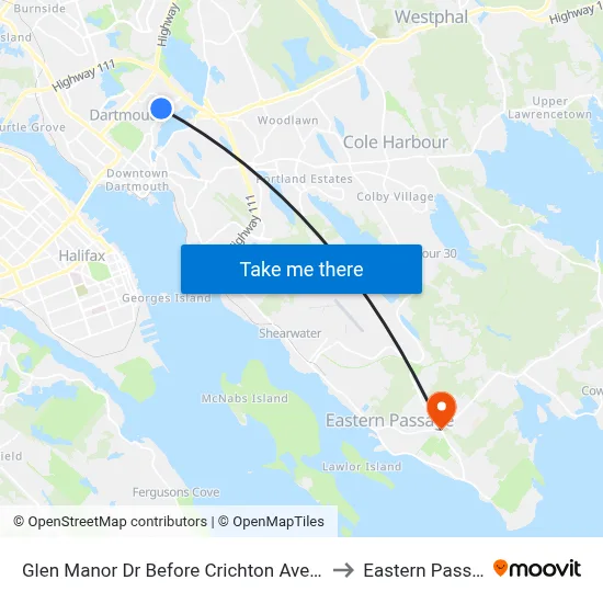 Glen Manor Dr Before Crichton Ave (6735) to Eastern Passage map