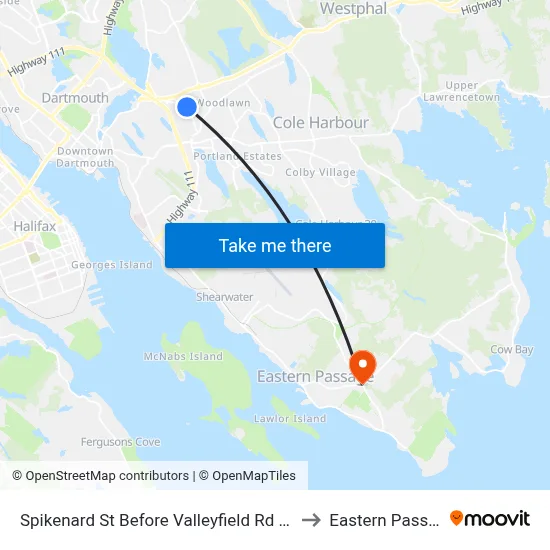 Spikenard St Before Valleyfield Rd (8319) to Eastern Passage map