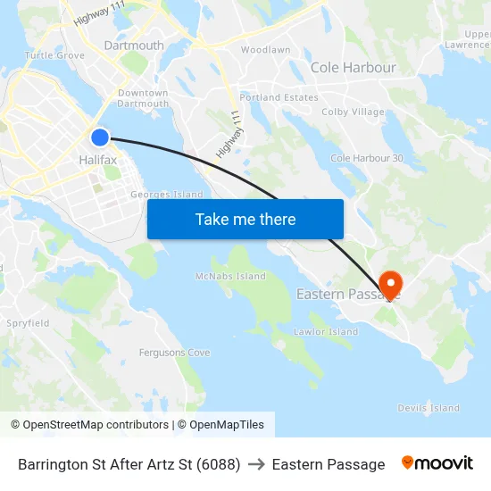 Barrington St After Artz St (6088) to Eastern Passage map