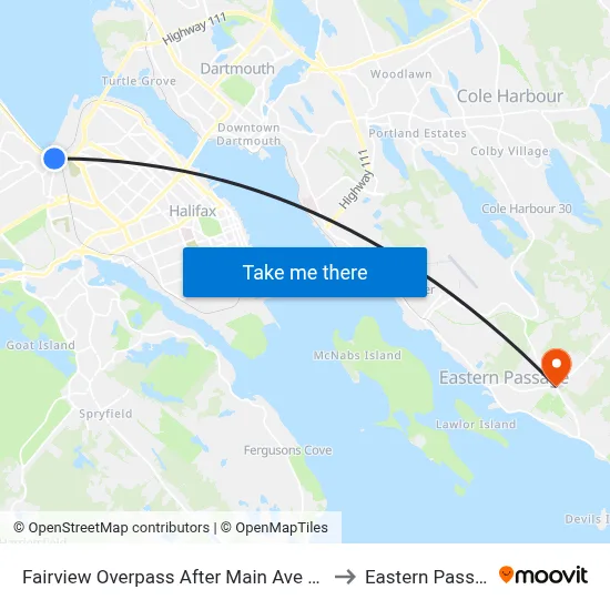 Fairview Overpass After Main Ave (6644) to Eastern Passage map