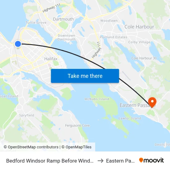 Bedford Windsor Ramp Before Windsor St (6643) to Eastern Passage map