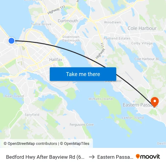 Bedford Hwy After Bayview Rd (6269) to Eastern Passage map