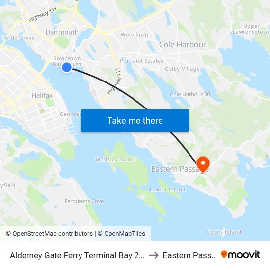 Alderney Gate Ferry Terminal Bay 2 (6063) to Eastern Passage map