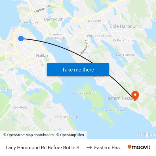 Lady Hammond Rd Before Robie St (7097) to Eastern Passage map