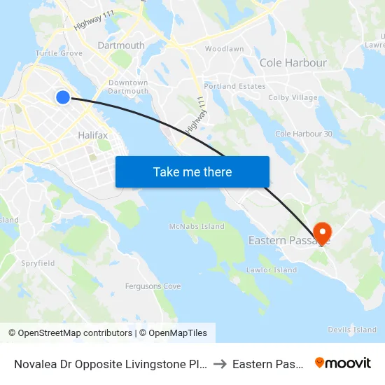 Novalea Dr Opposite Livingstone Pl (7377) to Eastern Passage map