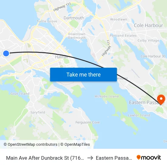 Main Ave After Dunbrack St (7162) to Eastern Passage map