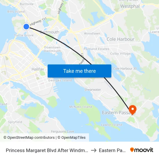 Princess Margaret Blvd After Windmill Rd (8075) to Eastern Passage map