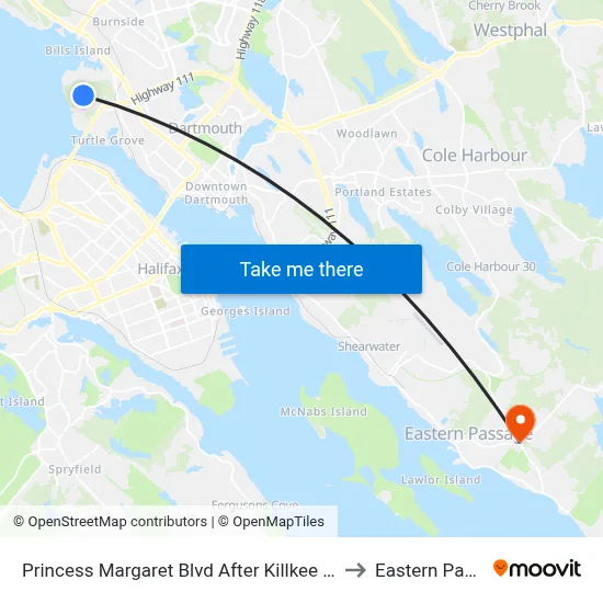 Princess Margaret Blvd After Killkee Gate (8074) to Eastern Passage map