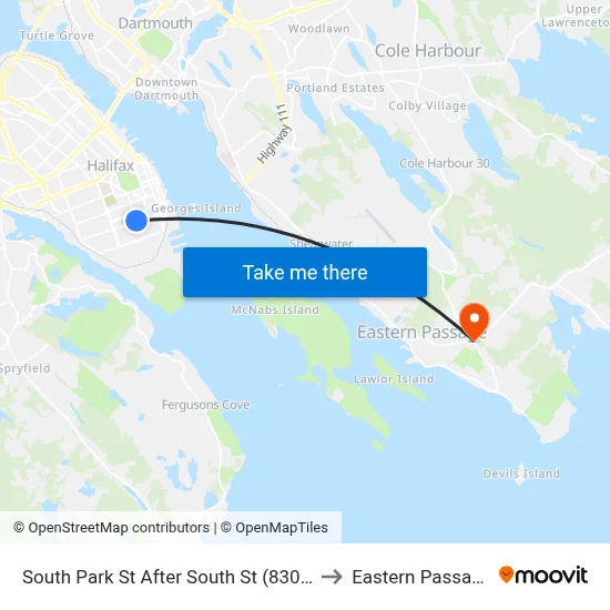South Park St After South St (8307) to Eastern Passage map