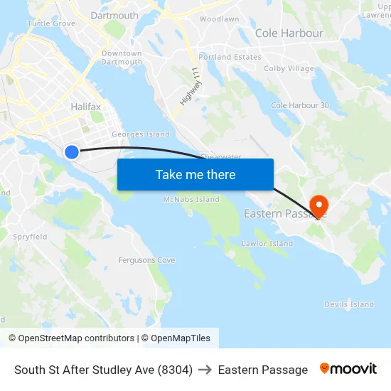 South St After Studley Ave (8304) to Eastern Passage map
