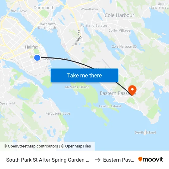South Park St After Spring Garden Rd (8308) to Eastern Passage map