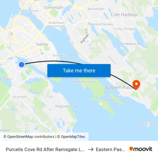Purcells Cove Rd After Ramsgate Ln (8099) to Eastern Passage map