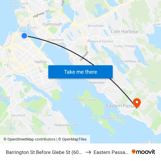 Barrington St Before Glebe St (6099) to Eastern Passage map