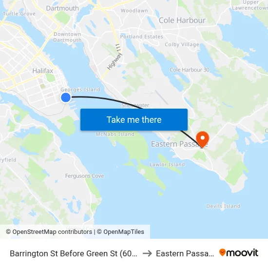 Barrington St Before Green St (6093) to Eastern Passage map