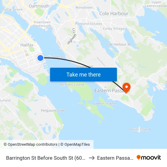 Barrington St Before South St (6097) to Eastern Passage map