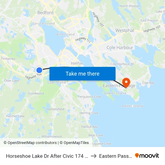 Horseshoe Lake Dr After Civic 174 (6384) to Eastern Passage map
