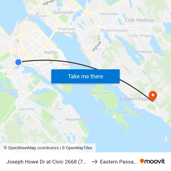 Joseph Howe Dr at Civic 2668 (7008) to Eastern Passage map