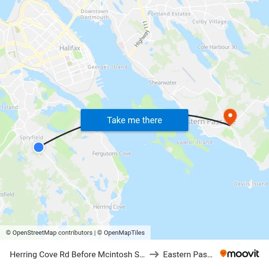 Herring Cove Rd Before Mcintosh St (6899) to Eastern Passage map