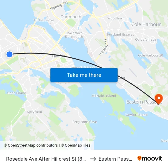 Rosedale Ave After Hillcrest St (8246) to Eastern Passage map