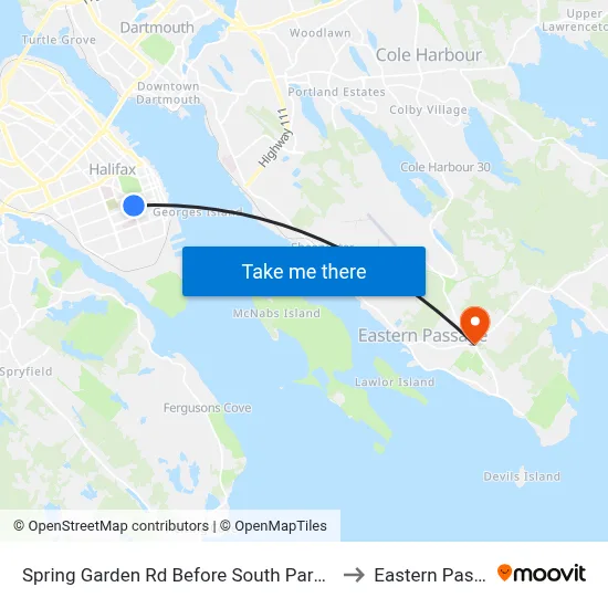 Spring Garden Rd Before South Park St (8334) to Eastern Passage map