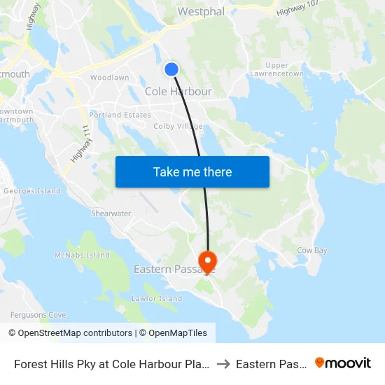 Forest Hills Pky at Cole Harbour Place (6669) to Eastern Passage map