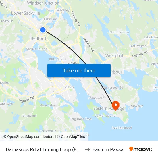 Damascus Rd at Turning Loop (8505) to Eastern Passage map