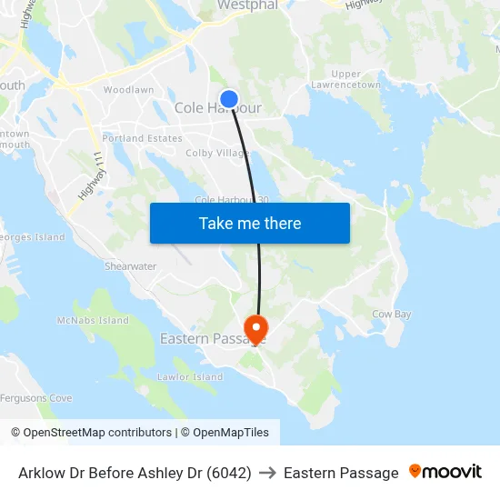 Arklow Dr Before Ashley Dr (6042) to Eastern Passage map