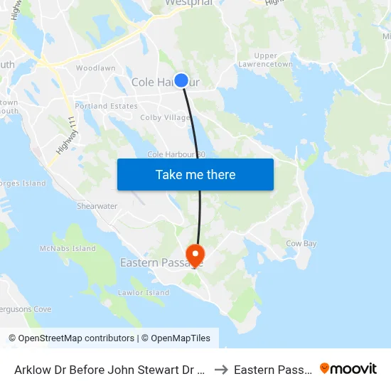 Arklow Dr Before John Stewart Dr (6044) to Eastern Passage map