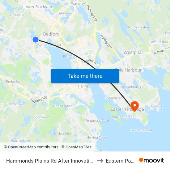 Hammonds Plains Rd After Innovation Dr (9056) to Eastern Passage map