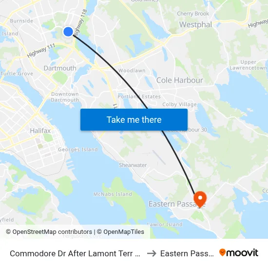 Commodore Dr After Lamont Terr (8659) to Eastern Passage map
