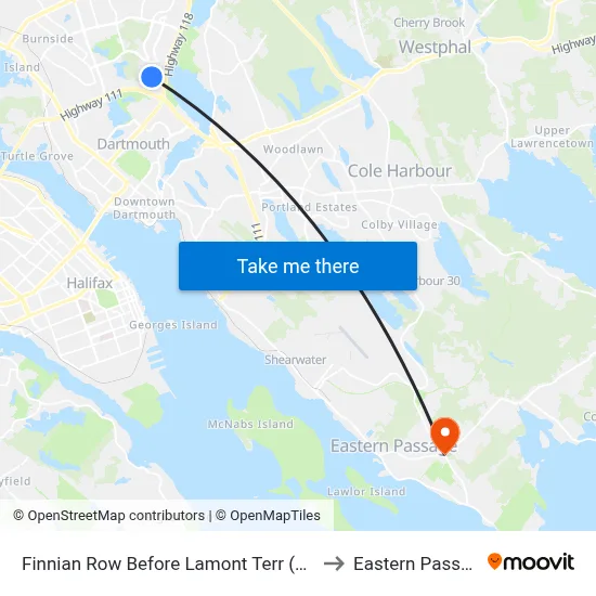 Finnian Row Before Lamont Terr (8657) to Eastern Passage map