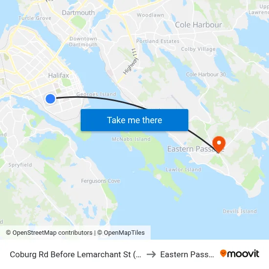 Coburg Rd Before Lemarchant St (6449) to Eastern Passage map