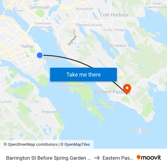 Barrington St Before Spring Garden Rd (6123) to Eastern Passage map