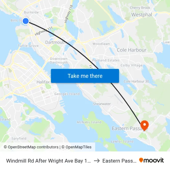 Windmill Rd After Wright Ave Bay 1 (8515) to Eastern Passage map