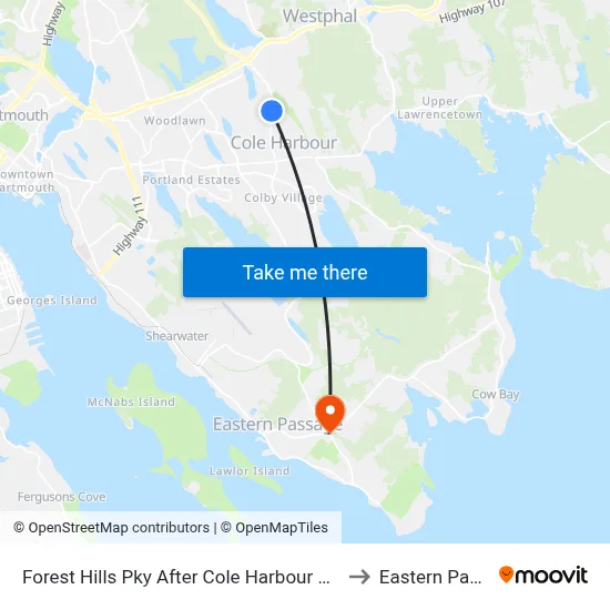 Forest Hills Pky After Cole Harbour Place (6671) to Eastern Passage map