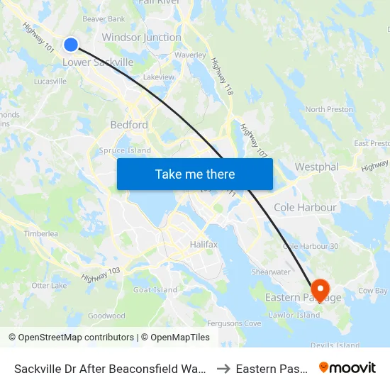 Sackville Dr After Beaconsfield Way (7292) to Eastern Passage map