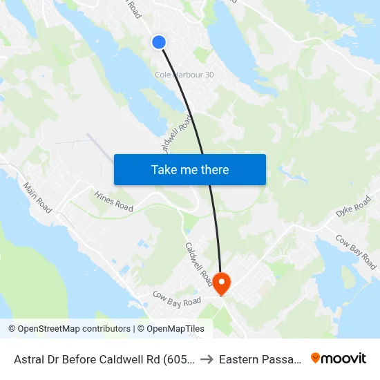 Astral Dr Before Caldwell Rd (6050) to Eastern Passage map