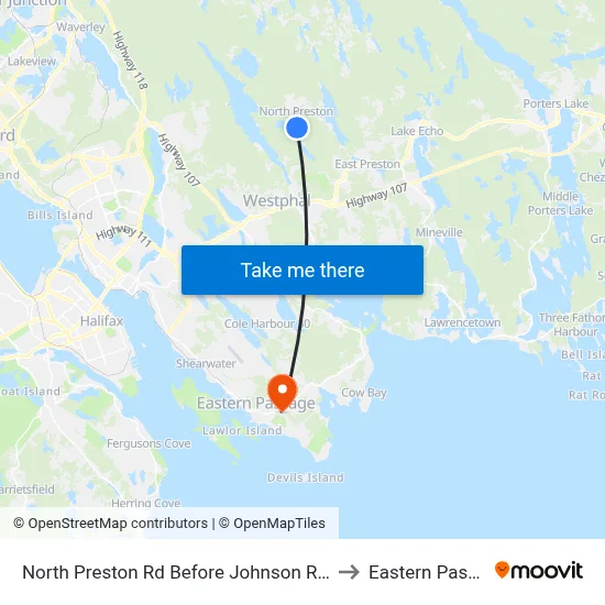 North Preston Rd Before Johnson Rd (7117) to Eastern Passage map