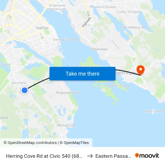Herring Cove Rd at Civic 540 (6876) to Eastern Passage map