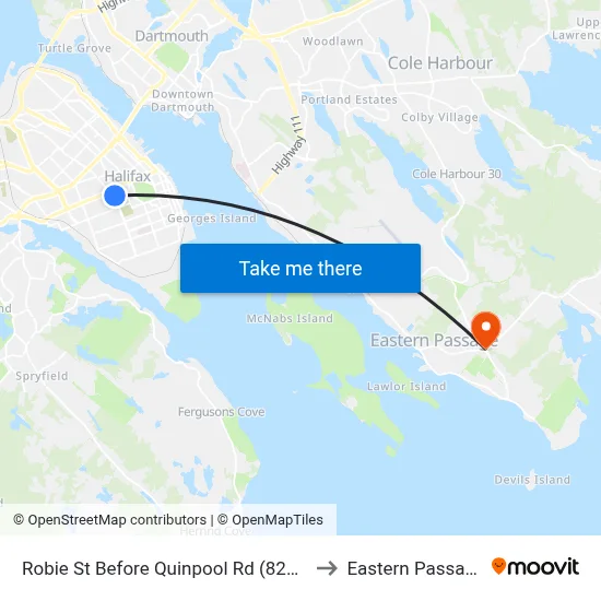 Robie St Before Quinpool Rd (8223) to Eastern Passage map