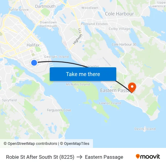 Robie St After South St (8225) to Eastern Passage map