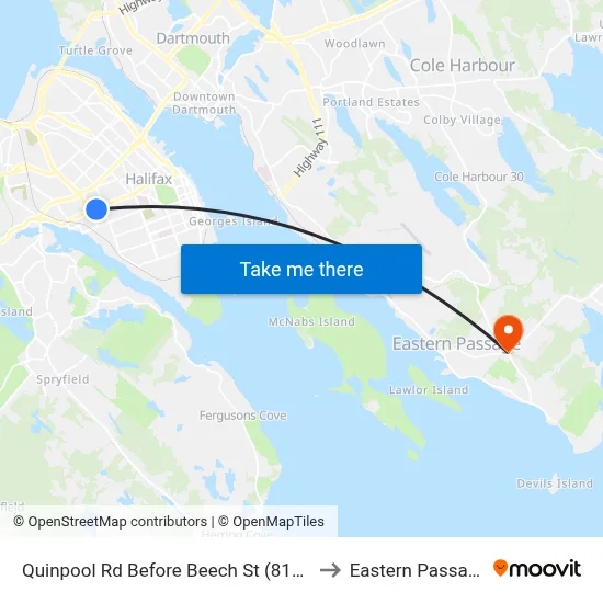 Quinpool Rd Before Beech St (8133) to Eastern Passage map