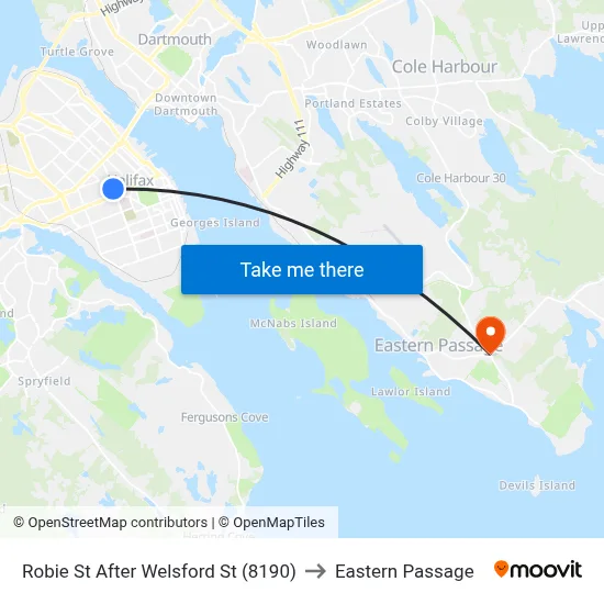 Robie St After Welsford St (8190) to Eastern Passage map