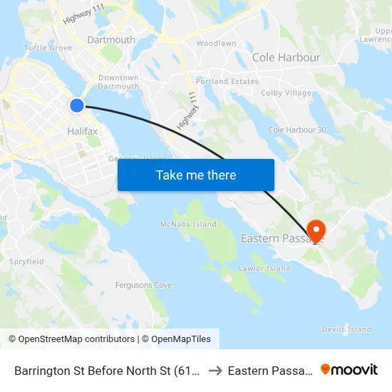 Barrington St Before North St (6115) to Eastern Passage map