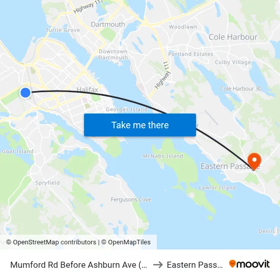 Mumford Rd Before Ashburn Ave (7280) to Eastern Passage map