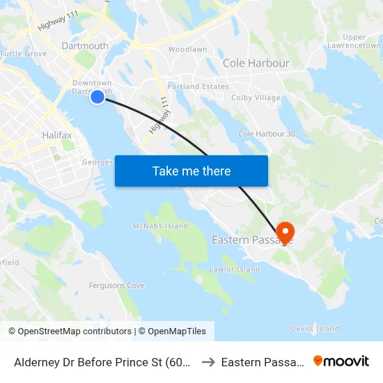 Alderney Dr Before Prince St (6029) to Eastern Passage map